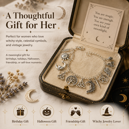🔥 55% OFF – Vintage Witchy Charm Bracelet 🌙