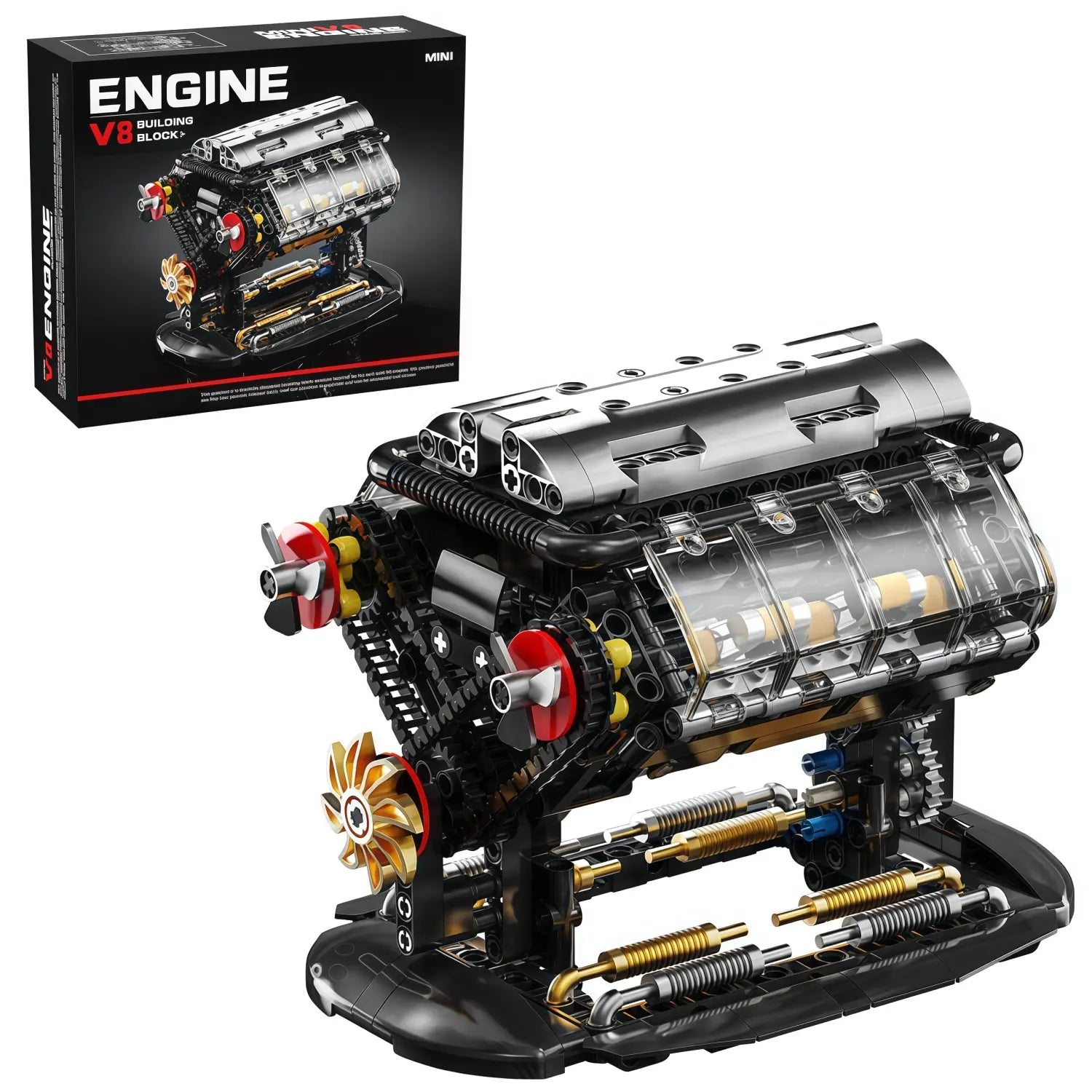 🔥 V8 Engine Model Kit – 1:1 Scale DIY Mechanical Building Set with 692 Pieces for Car Lovers & STEM Learning