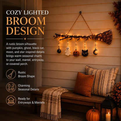 🍂 Lighted Fall Broom Wall Decor – 50% OFF Today ✨