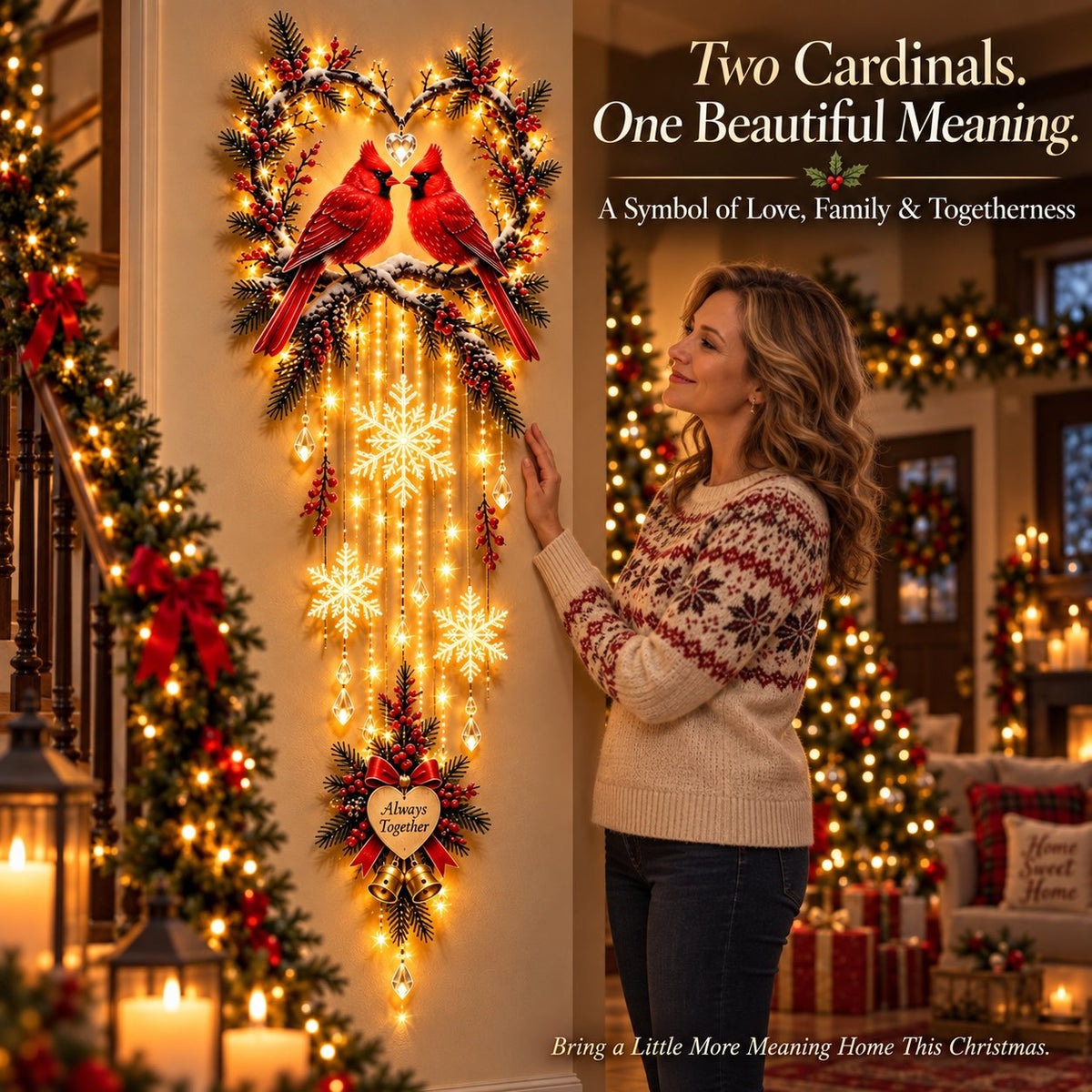🐦🎄 Holiday Special | Always Together Cardinals™ Lighted Christmas Wall Decor – Save 50%