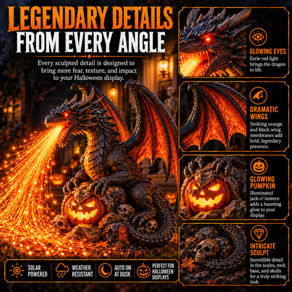 🐉 Inferno Dragon™ Fire-Breathing Solar Garden Light – Glowing Halloween Dragon Statue for Outdoor Yard & Porch Decor
