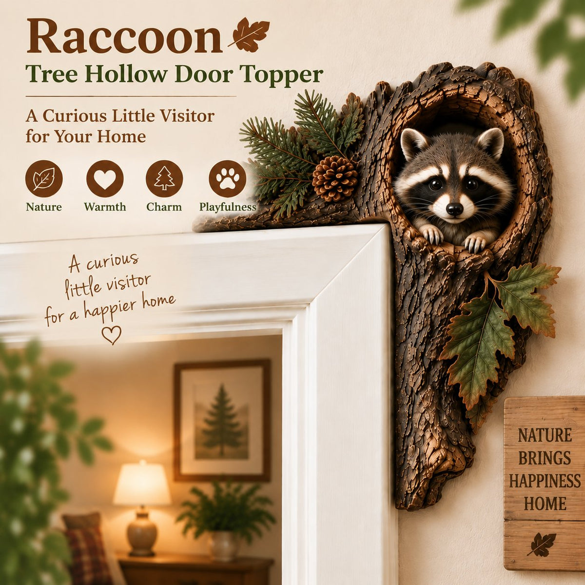 ⏰LAST DAY 50% OFF 🐿️ 3D Chipmunk Tree Hollow Door Topper | Woodland Animal Doorway Decor For Cozy Nature Homes