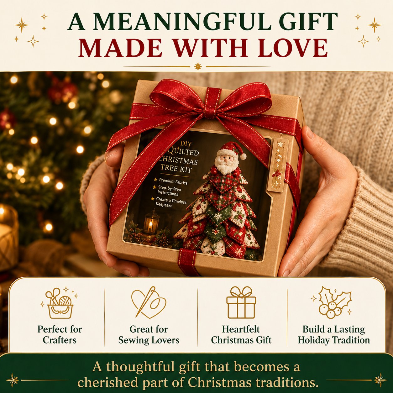 🎄LAST DAY 50% OFF - 🎄🧵DIY Quilted Christmas Tree Kit – Handmade Fabric Holiday Tabletop Tree Decor