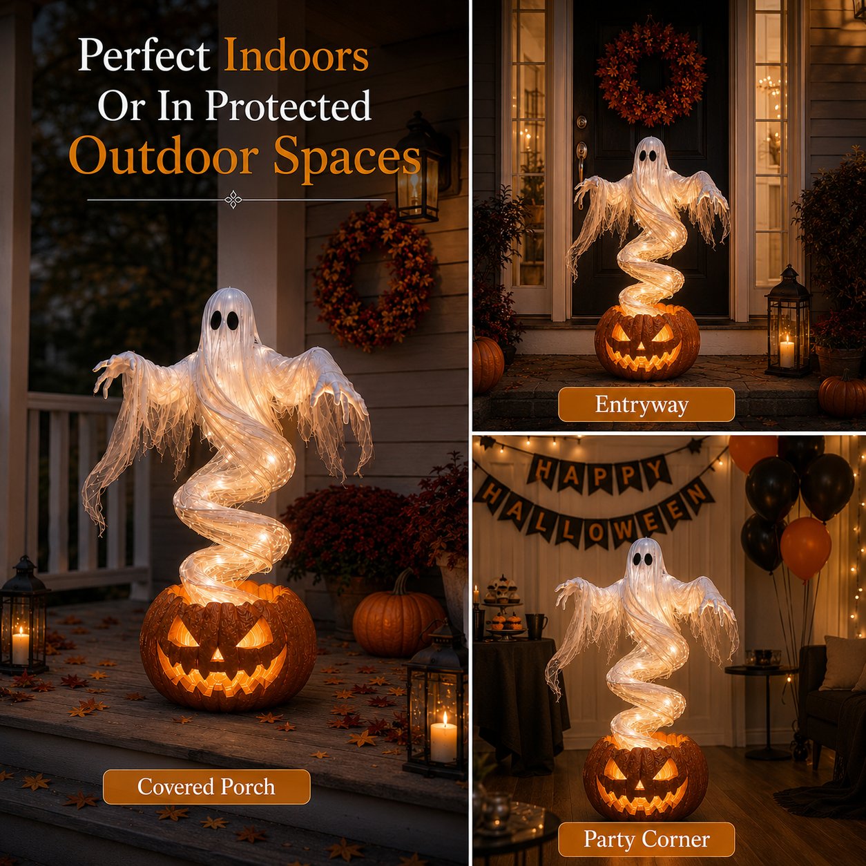 👻 Swirling Ghost Pumpkin Yard Lamp - Free Shipping 🎃