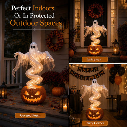 👻 Swirling Ghost Pumpkin Yard Lamp - Free Shipping 🎃