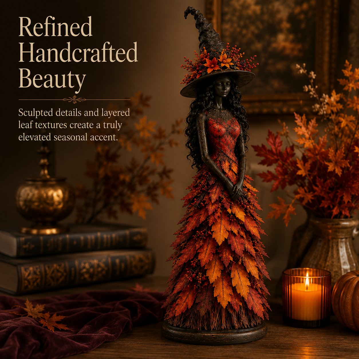 🎃 Enchanted Witch Figurine – Cozy Halloween & Fall Decor🍂✨