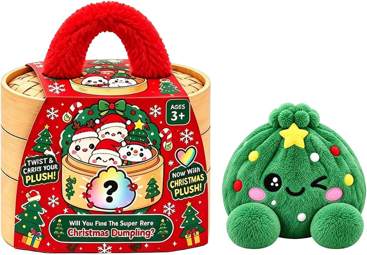 🌈 Cute Holiday Gift | Rainbow Dumpling Plush Squishies with Steamer Case