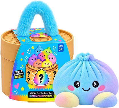 🌈 Cute Holiday Gift | Rainbow Dumpling Plush Squishies with Steamer Case