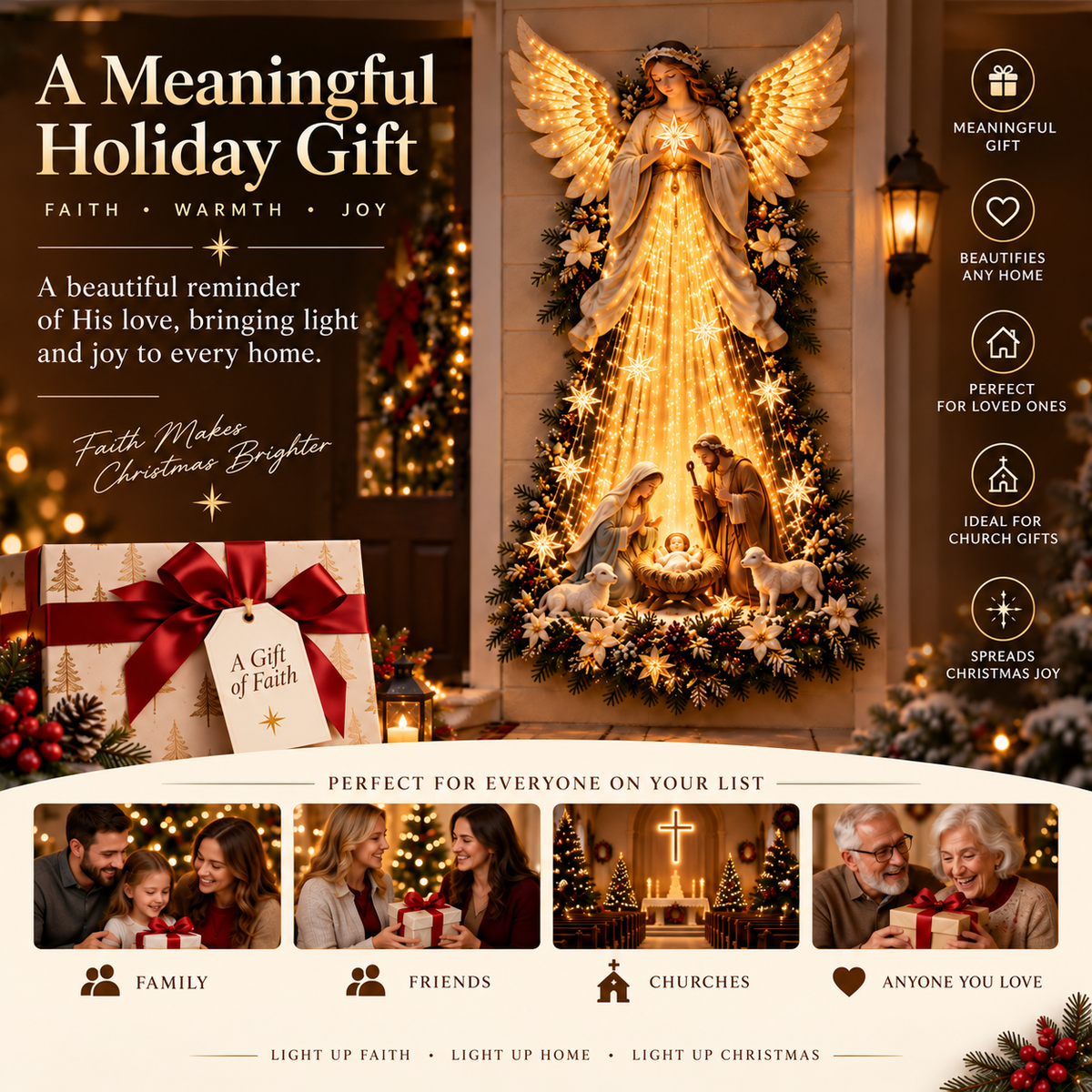 ✝️✨Heavenly Light™ Angel Nativity Wall Light with Cascading Golden Glow