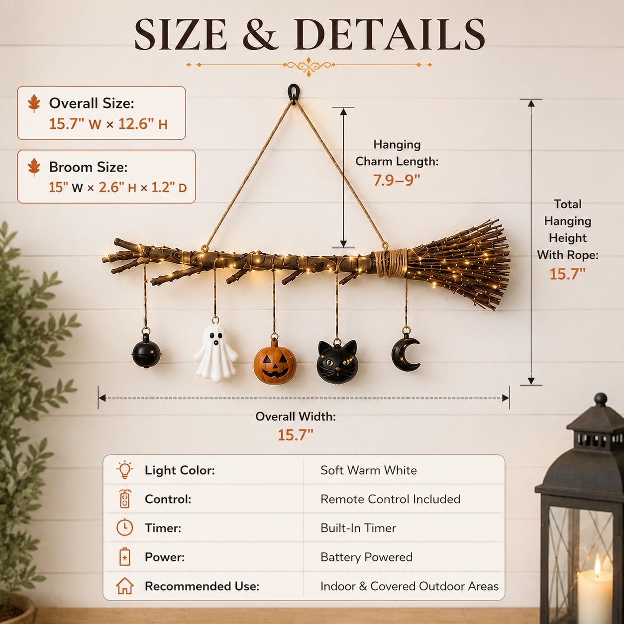 🍂 Lighted Fall Broom Wall Decor – 50% OFF Today ✨