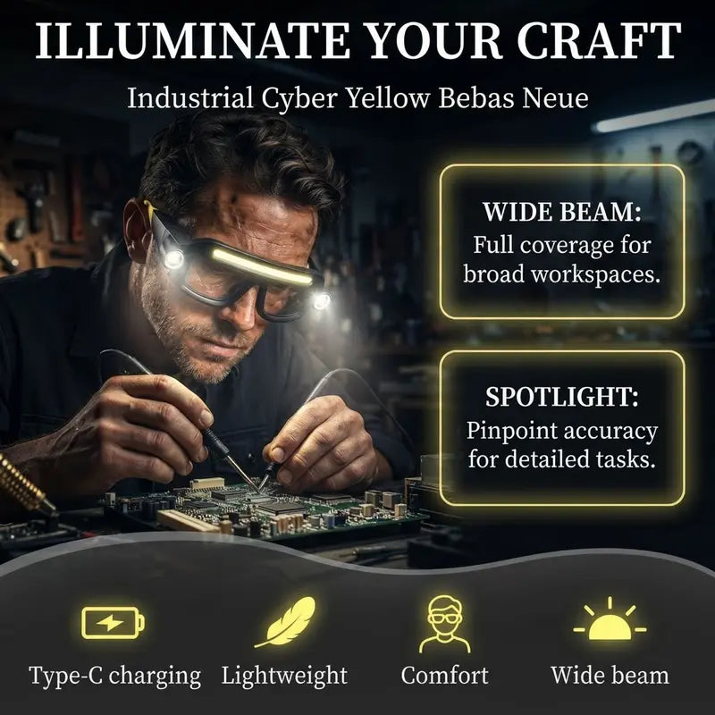 🔦✨Hands-Free Wearable Glasses LED Light – Rechargeable Head-Worn Work Lamp for Maintenance & Outdoor Activities
