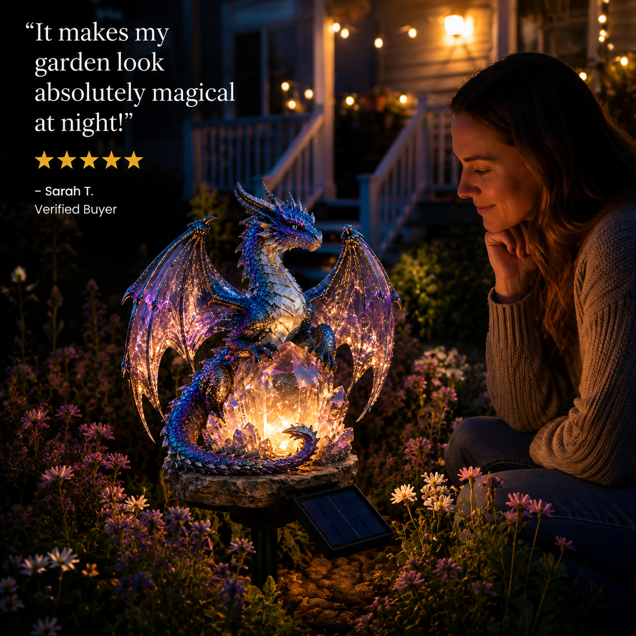💜🔥 50% OFF – Amethyst Crystal Dragon Solar Garden Light 🐉
