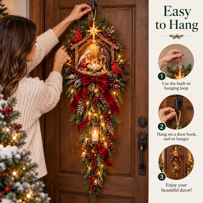 🔥Last Day 49% OFF🔥Bethlehem Lantern Nativity Swag™ Lighted Christmas Door & Wall Decor