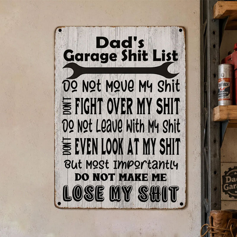 🛠️ Dad’s Garage Rules Metal Sign – Funny Man Cave Wall Decor for Dad 🎁