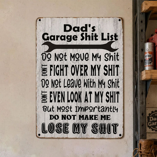 🛠️ Dad’s Garage Rules Metal Sign – Funny Man Cave Wall Decor for Dad 🎁