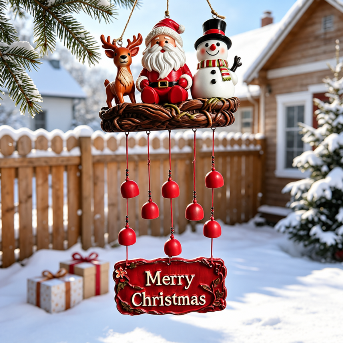 🎄 50% OFF | Santa, Snowman & Reindeer Christmas Wind Chime 🔔✨