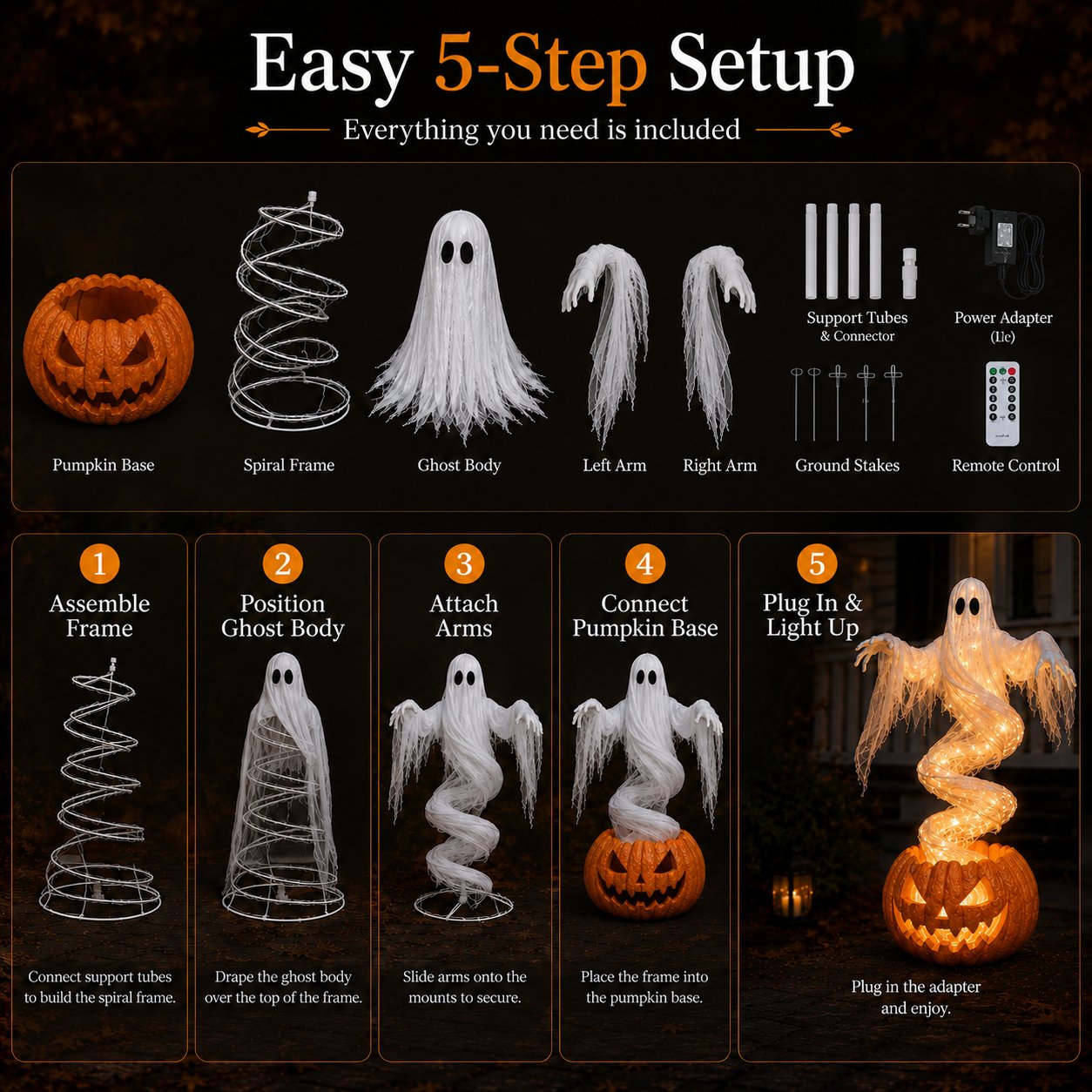 👻 Swirling Ghost Pumpkin Yard Lamp - Free Shipping 🎃