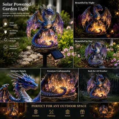 💜🔥 50% OFF – Amethyst Crystal Dragon Solar Garden Light 🐉