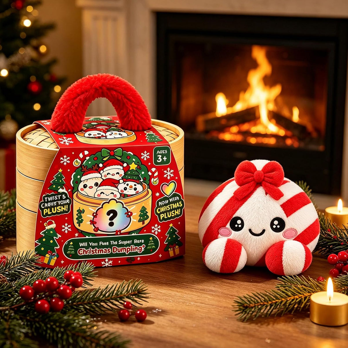 🌈 Cute Holiday Gift | Rainbow Dumpling Plush Squishies with Steamer Case