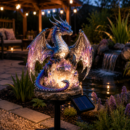 💜🔥 50% OFF – Amethyst Crystal Dragon Solar Garden Light 🐉