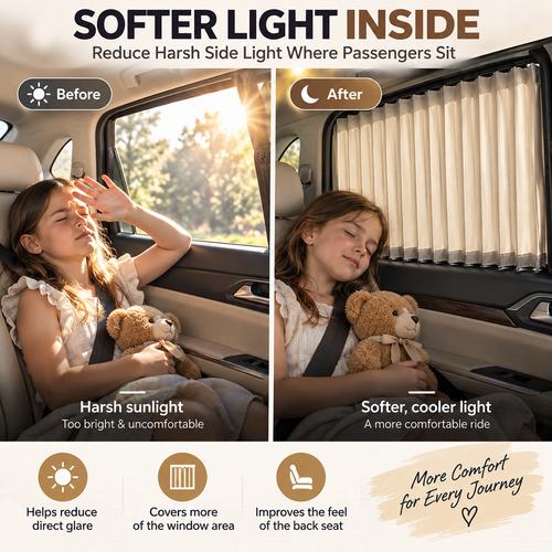 🚗 Pleated Car Window Curtains – More Shade, More Privacy, Better Rides
