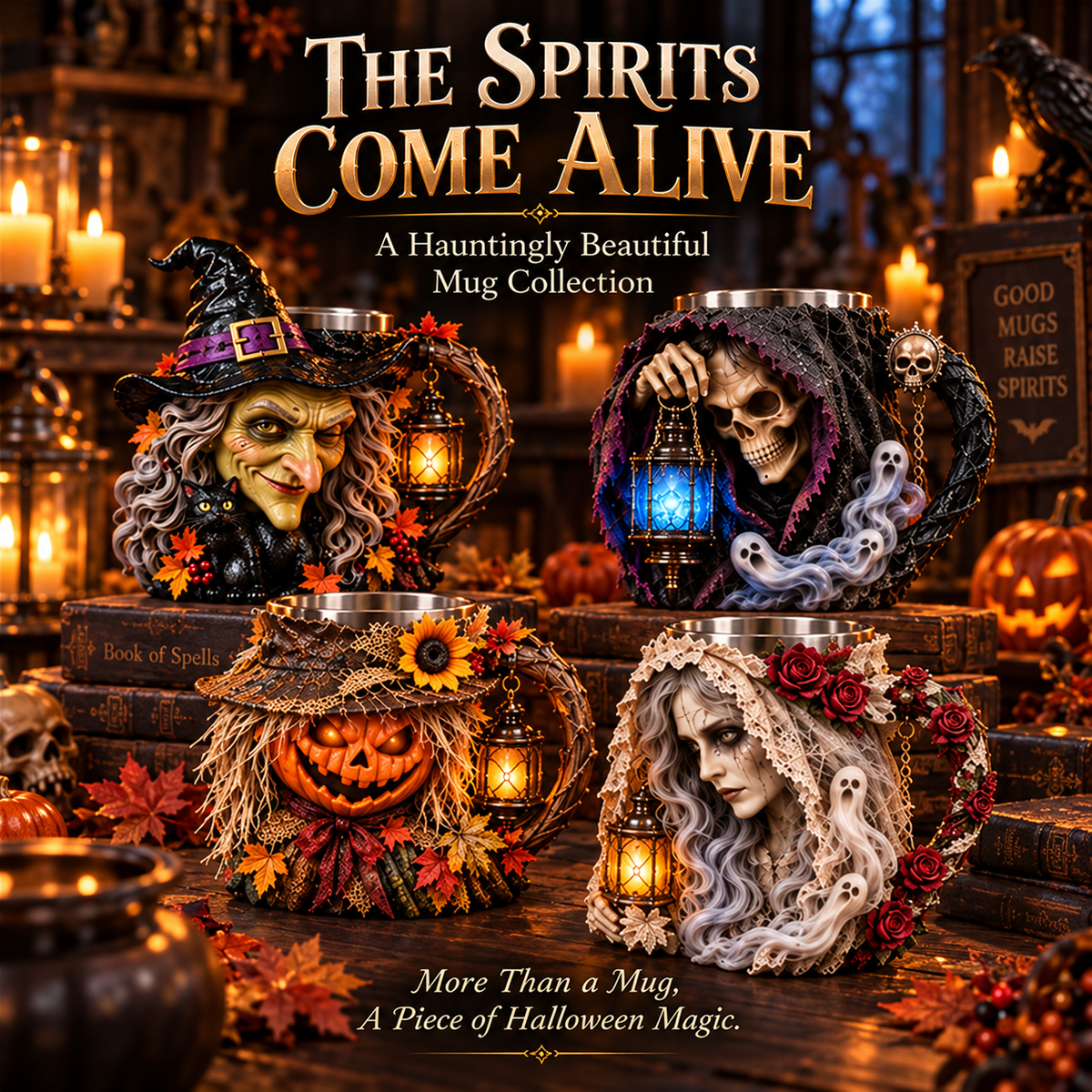 🎃 Halloween Collector’s Special | The Spirits Come Alive™ Sculpted Mug Collection – Save 53%