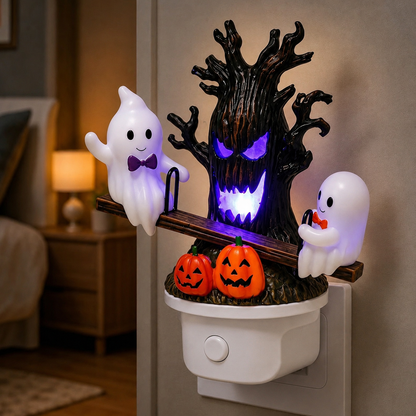 🎃 Last Day 50% OFF——👻 Animated Ghost Seesaw Plug-In Night Light – Halloween Decor