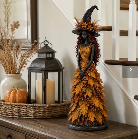 🎃 Enchanted Witch Figurine – Cozy Halloween & Fall Decor🍂✨