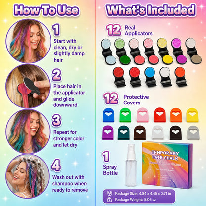 🔥Last Day 50% OFF - 🌈12-Color Temporary Hair Chalk Applicator Set