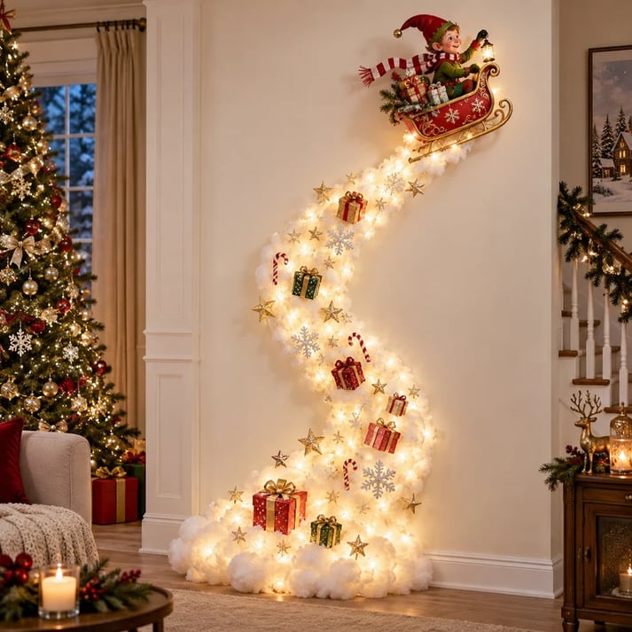 🔥 Limited-Time 49% OFF – Christmas Magic LED Train Wall Light with Santa Holiday Display 🎄