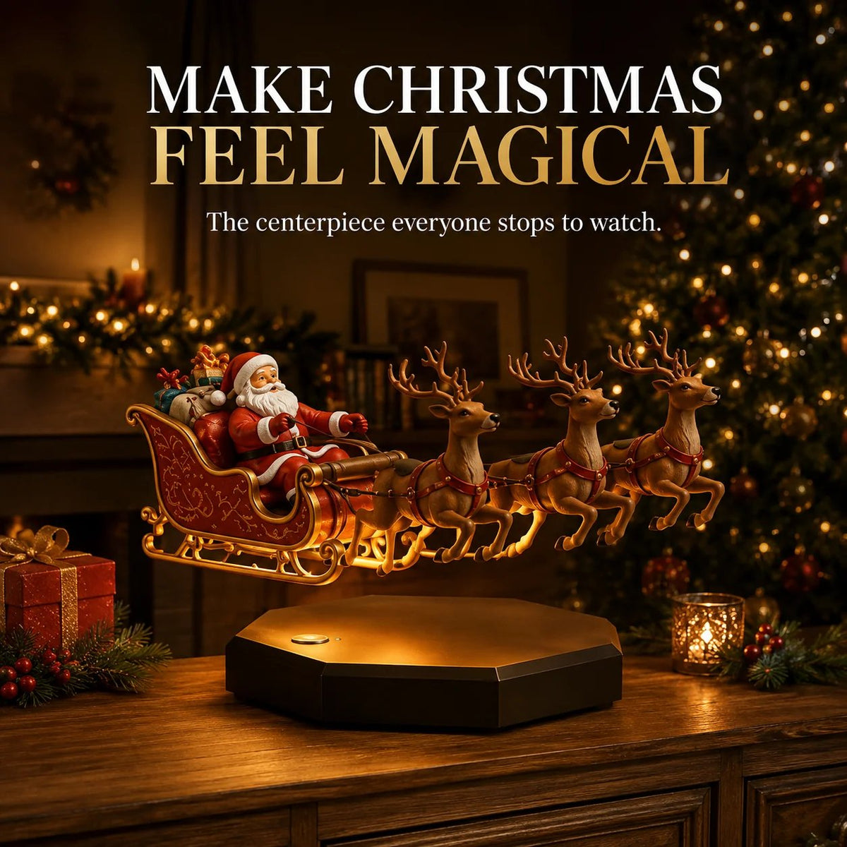 🔥 Limited-Time Offer! 49% OFF - Magical Floating Santa Sleigh with 4 Reindeer 🎅✨