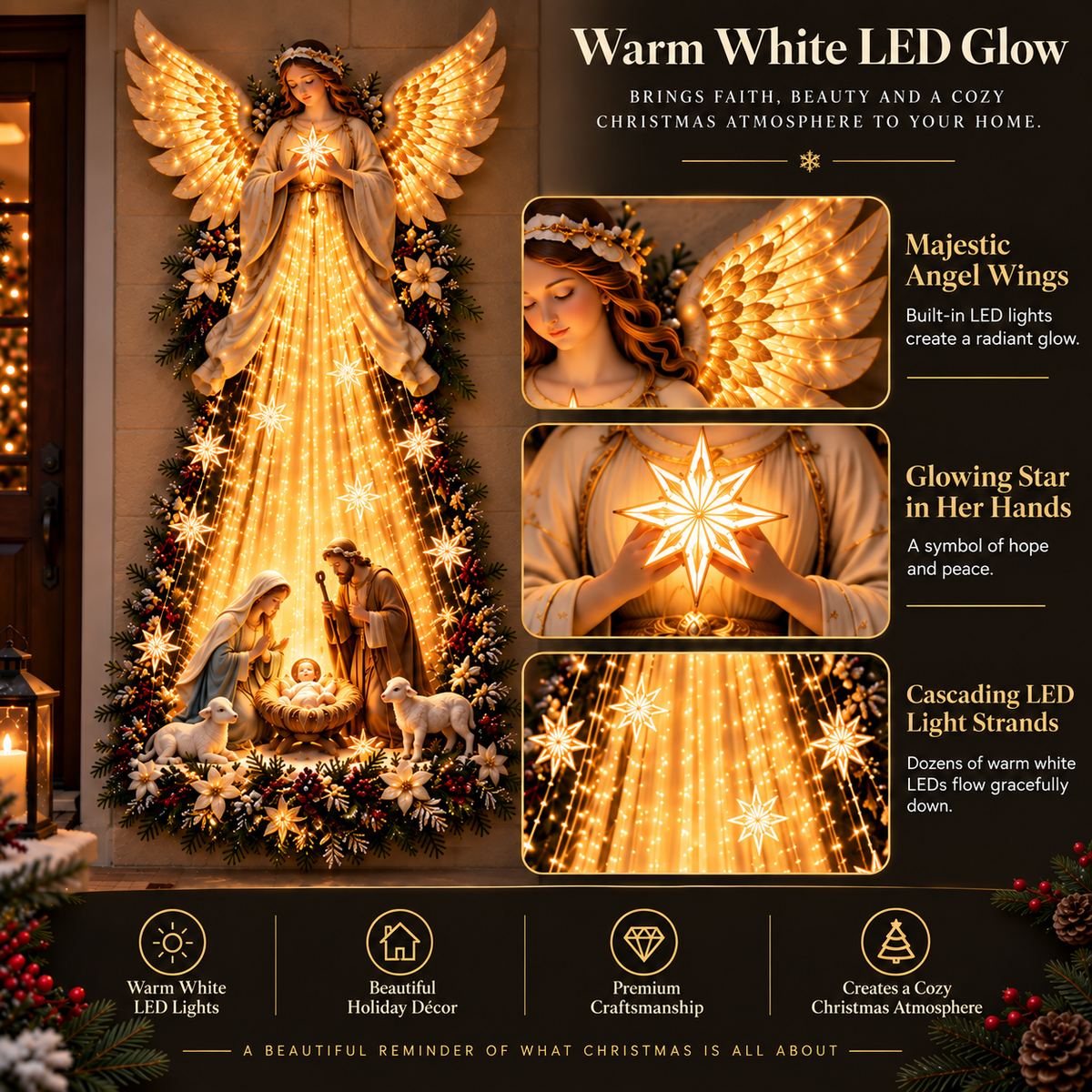 ✝️✨Heavenly Light™ Angel Nativity Wall Light with Cascading Golden Glow