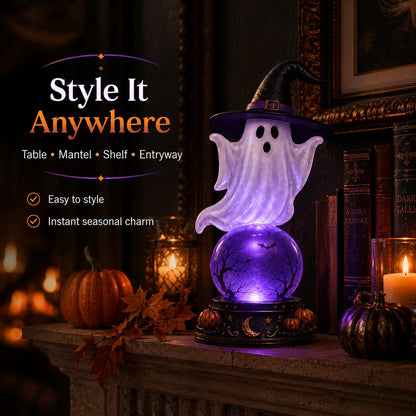 🔥 52% OFF – Halloween Raven Crystal Ball Light Decor 🎃👻