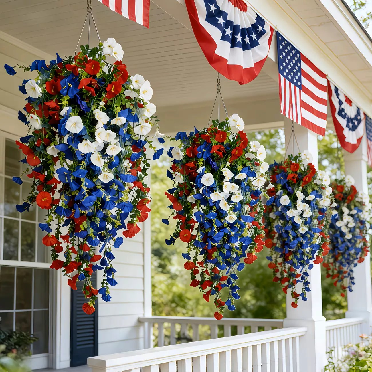 💙❤️ 🇺🇸 Glowing Patriotic Solar LED Decor Flower Bouquet