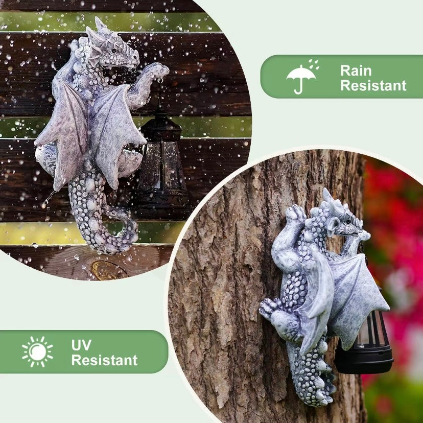 🔥 50% OFF – Solar Dragon Tree Hugger Statue with Lantern 🐉✨
