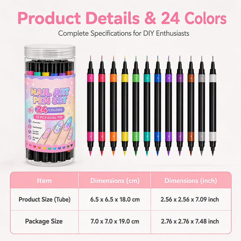 ⏳ Limited-Time Deal – 💅 24-Color Dual-Ended Nail Art Pen Set