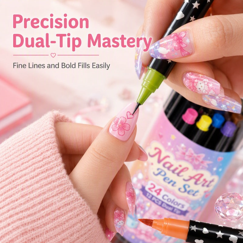 ⏳ Limited-Time Deal – 💅 24-Color Dual-Ended Nail Art Pen Set
