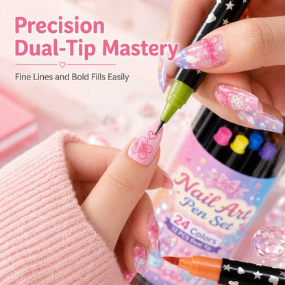 ⏳ Limited-Time Deal – 💅 24-Color Dual-Ended Nail Art Pen Set