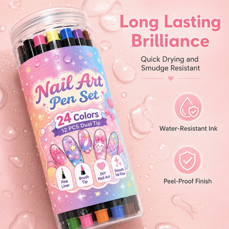 ⏳ Limited-Time Deal – 💅 24-Color Dual-Ended Nail Art Pen Set