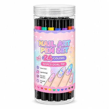 ⏳ Limited-Time Deal – 💅 24-Color Dual-Ended Nail Art Pen Set