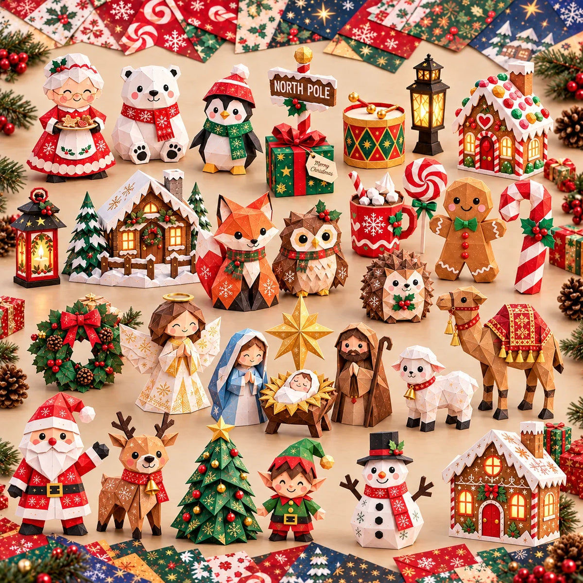 🎄✨ Rilassante e adatto ai principianti - Decorazioni natalizie 3D in carta fai-da-te 🎁 (💕 Guida passo-passo inclusa)