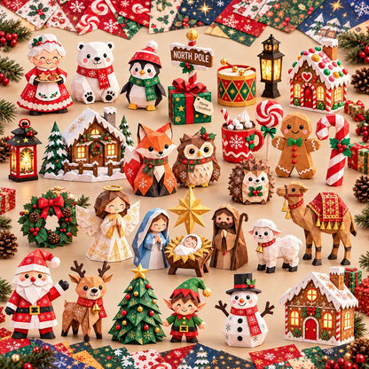 🎄✨ Rilassante e adatto ai principianti - Decorazioni natalizie 3D in carta fai-da-te 🎁 (💕 Guida passo-passo inclusa)