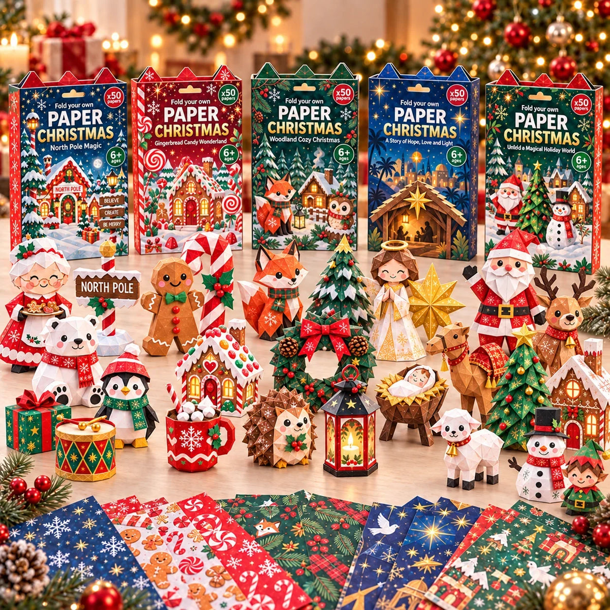 🎄✨ Rilassante e adatto ai principianti - Decorazioni natalizie 3D in carta fai-da-te 🎁 (💕 Guida passo-passo inclusa)