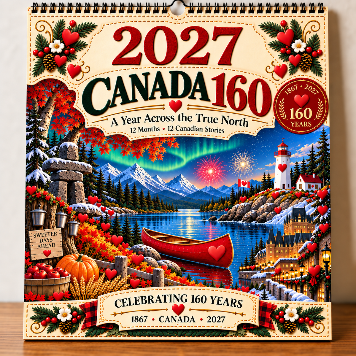 🔥LAST DAY 50% OFF -- 🇨🇦🍁 2027 Canada 160th Anniversary Wall Calendar 🍁🇨🇦