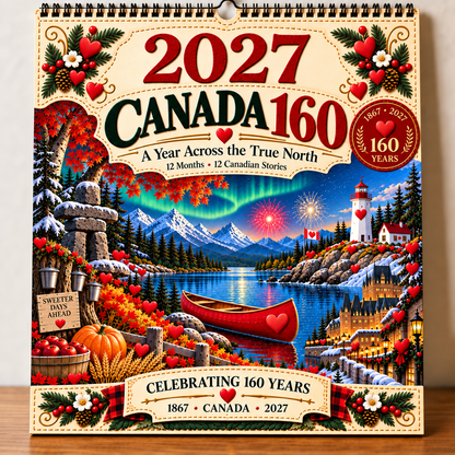 🔥LAST DAY 50% OFF -- 🇨🇦🍁 2027 Canada 160th Anniversary Wall Calendar 🍁🇨🇦
