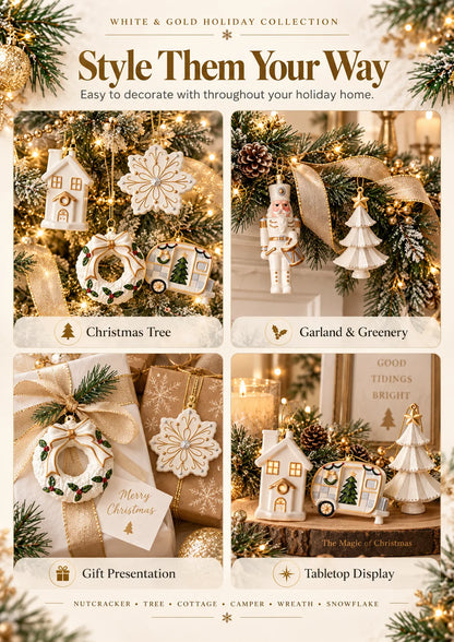 ✨ SAVE 56% | Timeless White & Gold Christmas Ornament Collection