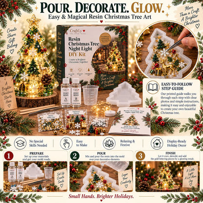 🔥hot Sale🔥🎄beginner-friendly Resin Christmas Tree Night Light Diy Kit | Complete Kit With Mold, Resin, Fairy Lights & Festive Decorations ✨