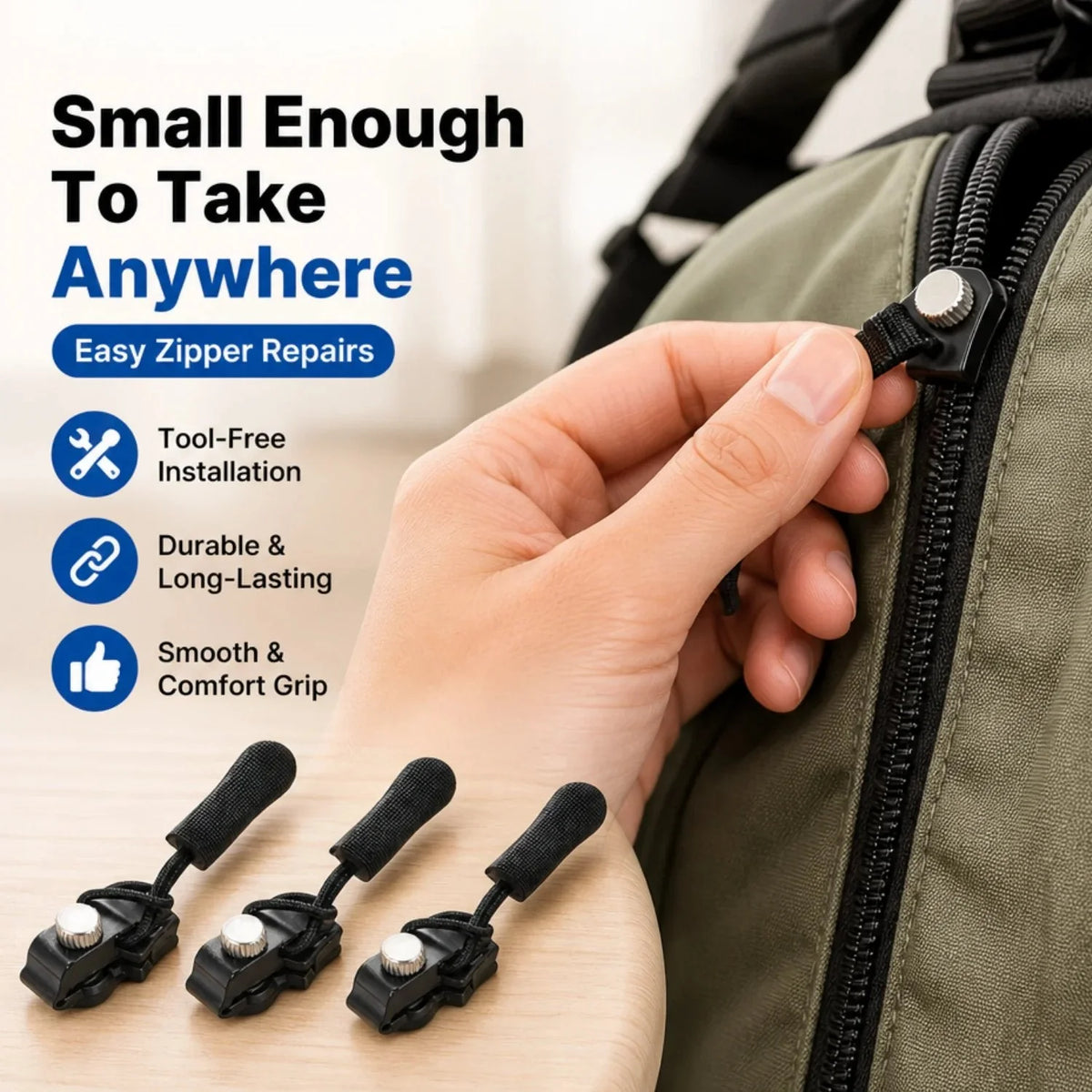 Zip Rescue Kit 🔧 15-Piece Universal Instant Zipper Fix in 3 Sizes