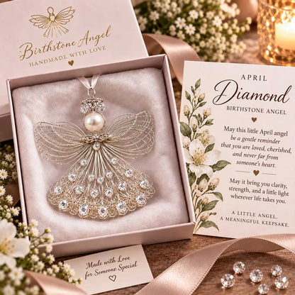 ⏳ 49% Off – 👼handmade Birthstone Angel Wire Ornament |12 Meaningful Birthstone Colors With Keepsake Card ✨