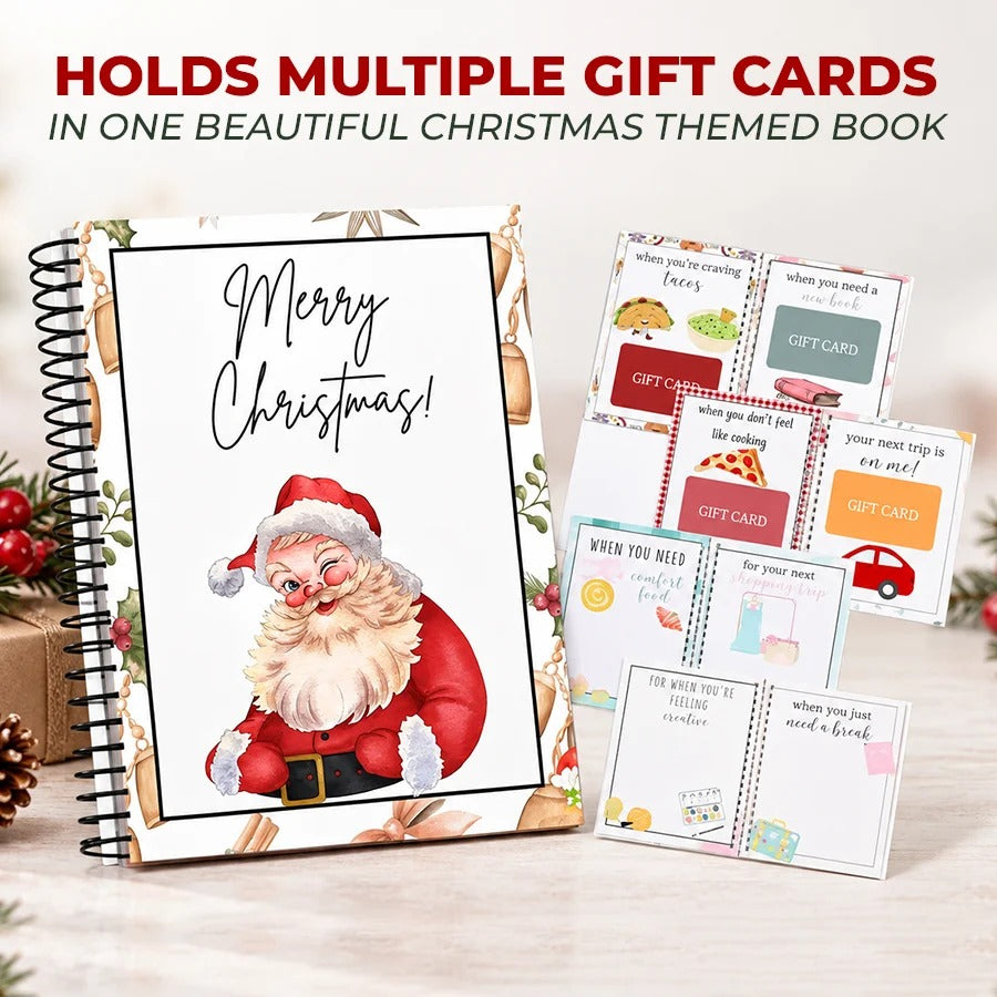 🎁70% OFF!!!-Ready for Christmas!🎅Christmas Gift Card Book, DIY Spiral-Bound Christmas Gift Card Holder Book🎁Personalized Xmas Gifts for Family, Festive & Party Supplies